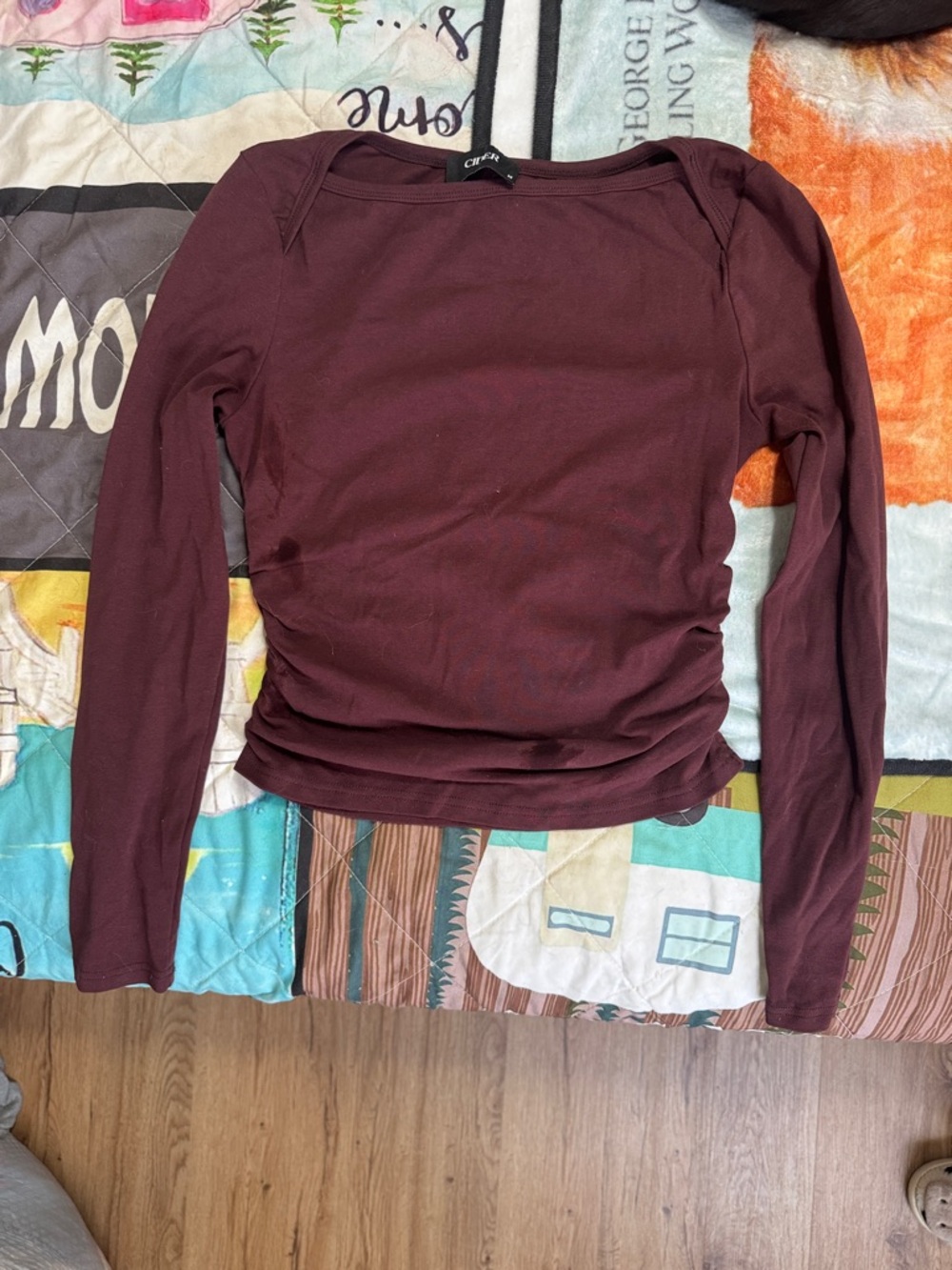 Women's Long Sleeve Boatneck Top - Burgundy